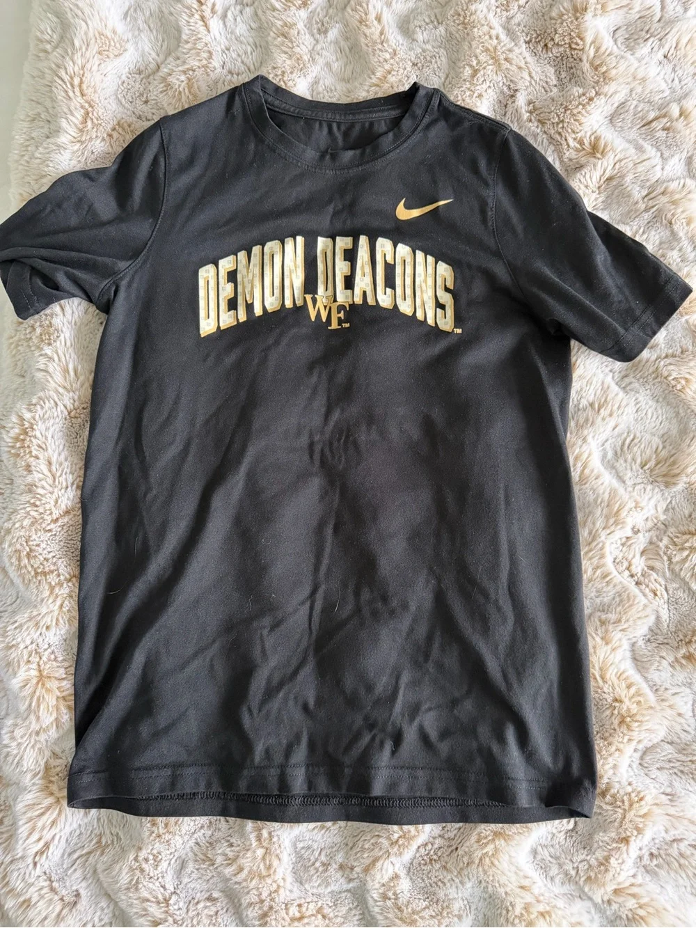 Nike Black Tee with Gold Demon Deacons Graphic